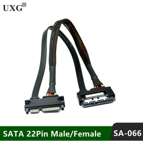SATA 22 Pin Male To Female Sata Extension Cable SATA 3 III 6Gb/s 22 Pin Male to Female 7+15 Pin SATA Data HDD Power 30cm 50cm