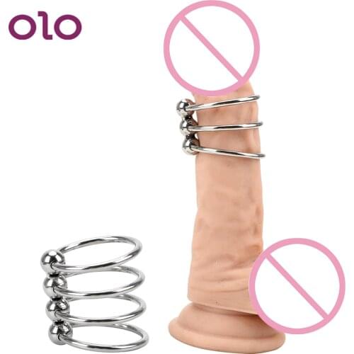 OLO Cock Rings Stainless Steel Foreskin Resistance Ring Delayed Ejaculation 30/33/35mm Penis Ring Delay Training Ring