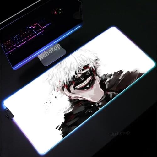 Tokyo Ghoul RGB Large Gaming Anime Mouse Pad Gamer LED Computer pad XXL Big Mat with Backlight For keyboard Desk Mousepad Rug