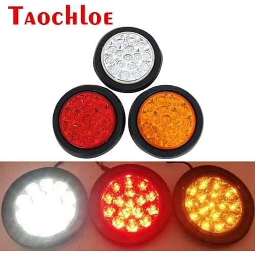 2Pcs 24V Round Tail Lights For Truck Trailer Tractor Reverse Brake Turn Signal Rear Indicator Lamp RV ATV Car Back Light