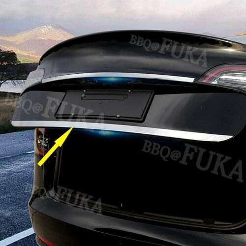 For Tesla Model 3 2018 2019 Stainless Car Rear Trunk Lid Lower Molding Stripe Cover