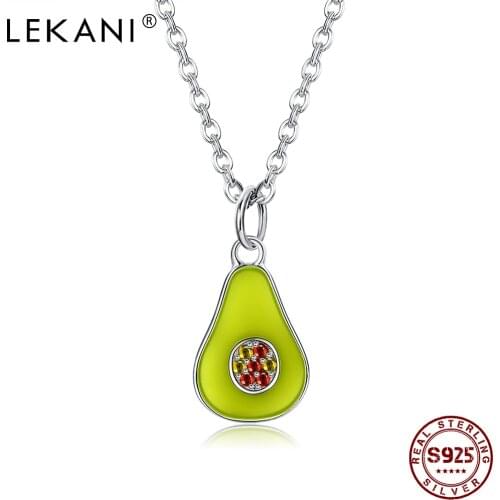 LEKANI 100% S925 Sterling Silver Necklace Avocado Cubic Zirconia Necklace For Women Fine Jewelry Best Selling Valentine Day Gift