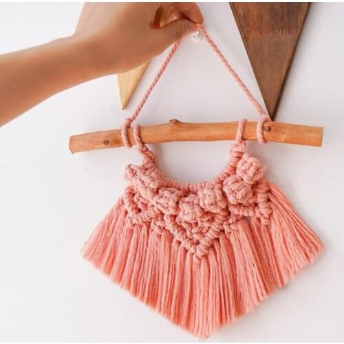 Macrame Wall Hanging Tapestry Handmade Cotton Bohemian Hand-woven Mini Pendant Art Crafts Chirldren Bedroom Decoration