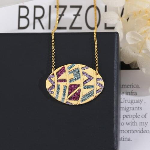 Fashion Jewelry Necklace Trends Colorful Stone Tribal Adjustable India Zircon Necklace Oval Pendant Collar Mujer Zk30