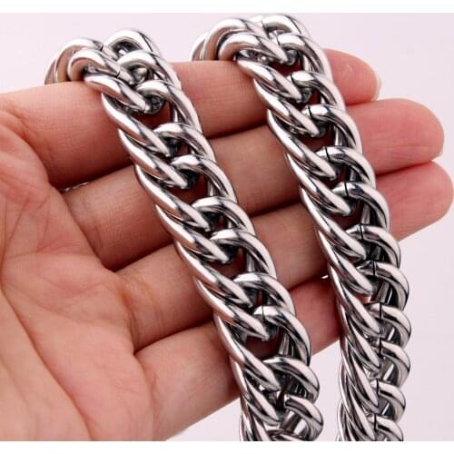 10/14mm Silver Color High Quality Stainless Steel Mens Necklace Bracelet Miami Cuban Choker Chain Link Gift Wholesale Tiasri