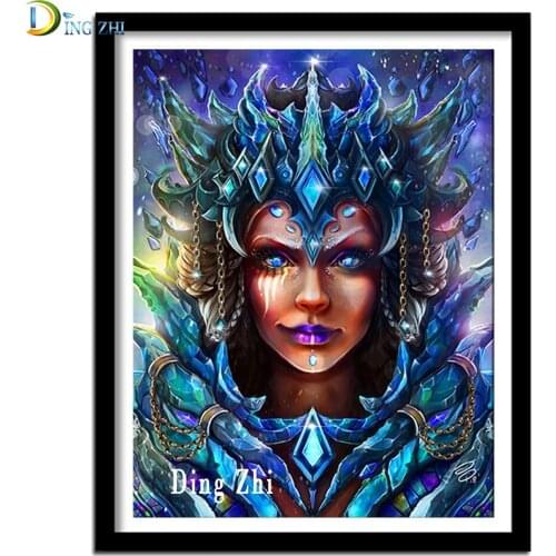 5D DIY Diamond Embroidery Beautiful Queen Mosaic Kit Picture Armor Lady Diamond Painting Full Square Round Rhinestone Decor