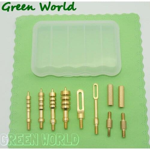 Green World 11pc/lot .22cal-.45cal Gun Cleaning Jags brush Kit Solid Brass Spear Pointed Jags,Slotted Patch Loops