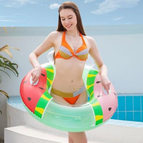 Watermelon Floating Pool Swimming Ring Air Mattress Inflatable Circle Portable Water Party Toys Swim Raft Lounger with Handle