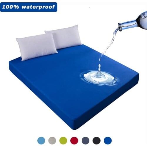 Waterproof Mattress Cover Solid Color Bed Fitted Sheet Protector Anti-Dust Against Mites and Bacteria Fitted Sheet Multi Size
