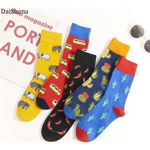 New Fashion Women Socks Funny Cute Cartoon Personality Street Europe America Red Pepper Cactus Socks Cute Funny Graffiti Socks