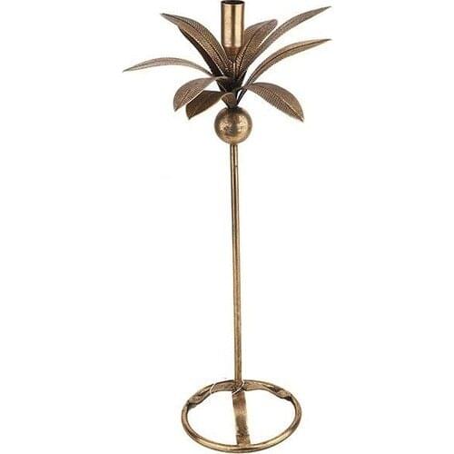 Zücev Brass Plated Flip Leaf Candlestick Gold