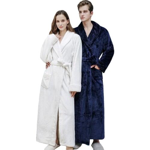 Luxurious Mens Shawl Collar Fleece Bathrobe Spa Robe Mens Warm Flannel Fleece Robe Big and Tall Bathrobe Hotel Robe Night Gown