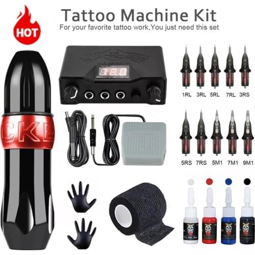 Rotary Tattoo Machine Tattoo Pen Kit Permanent Makeup Tattoo Machine Sets with Cartridges Needles Tattoo Power