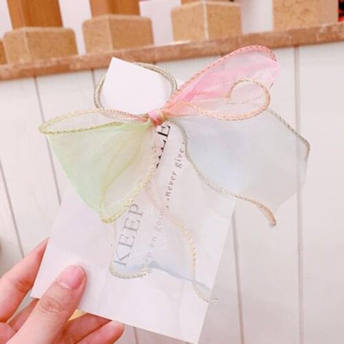 Organza Girl Bow Headdress Hairpin Children Princess Hair Rope Ribbon Child Clips Butterfly Knot Head Hair Styling Accessories