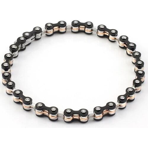 Stylish Bracelet Men Women Bike Bicycle Motorcycle Chain Bracelets Bangle Punk Titanium Steel Bangles black and Rose Red Jewelry