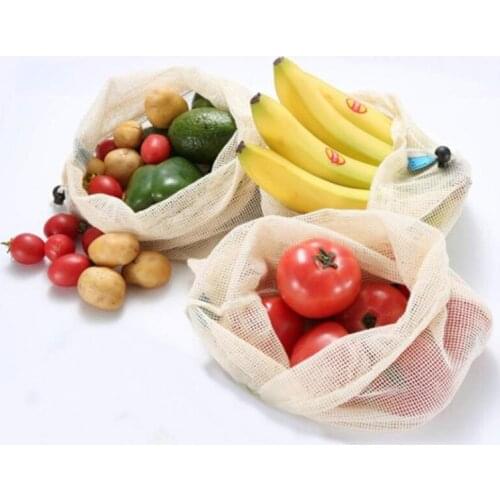 Vegetable fruit bag,storage bag Reusable Produce Bags,Eco-Friendly,100% Organic Cotton Mesh Bags , Bio-degradable Kitchen