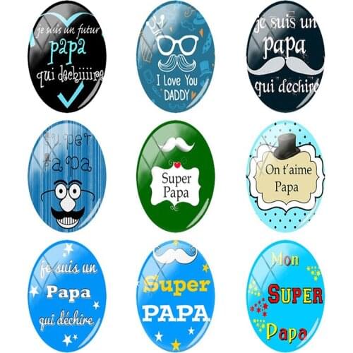 JWEIJIAO I Love Daddy Picture Fashion Accessories Oval Shaped Glass Cabochon Dome Handmade Jewelry DIY Papa Birthday Gifts CT509