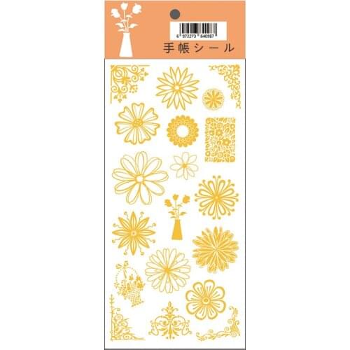 Creative Alphabet Flower Plant PET Gold Foil Stickers Die Cut For Scrapbooking Photo Album Bullet Journal Decoration Label