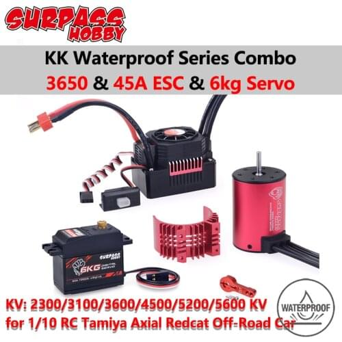 Surpass Hobby COMBO Waterproof Brushless Motor 3650 2300/3600/4500/5900KV with 45A ESC 6kg Metal Servo for HSP 1/10 RC Tamiya