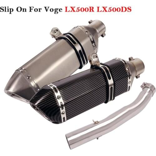 For Voge LX500R LX500DS LX500-A Motorcycle Exhaust Pipe Sysrem Middle Link Pipe Slip On 51mm Muffler Escape Removable DB Killer