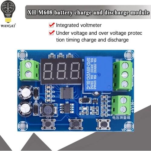 XH-M608 Battery Charge Discharge Module DC6-40V Integrated Voltmeter Undervoltage Overvoltage Protection Timing Discharge Board