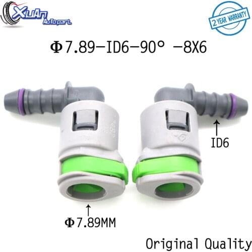 XUAN 2pcs/lot 7.89mm 7.89 ID6 90 degree Auto Fuel Line Quick Connector 5/16 Fuel Oil Pipe Joint Plastic Connector for Fiat