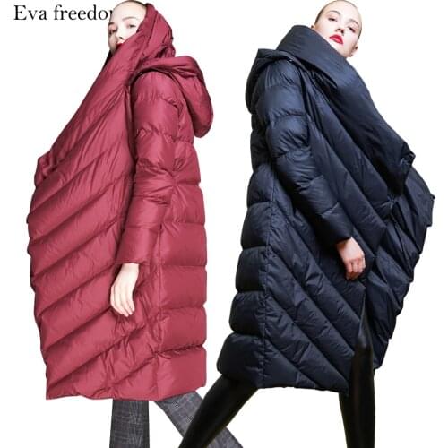 Eva Freedom Ladies Jacket 2020 Winter Warm Coat Loose European and American Fashion Hooded Plus Size Down Jacket Women