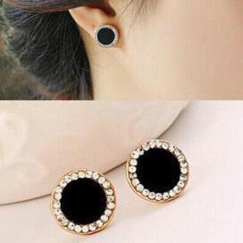 2018 Hot Lady Black Shell Round Crystal Earrings Girl Women Fashion Classic Jewelry Brincos Low Price Gift Earring Piercing