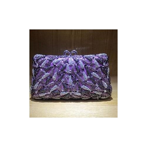 Women purple Crystal Purse for prom crossbody bags green banquet Evening Minaudiere Bags Wedding wallet Party Cocktail Handbag