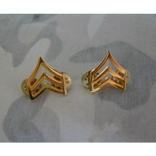 PAIR WW2 US ARMY SERGEANT FIRST CLASS PINBACK RANK INSIGNIA BADGE golden GIFT military Store