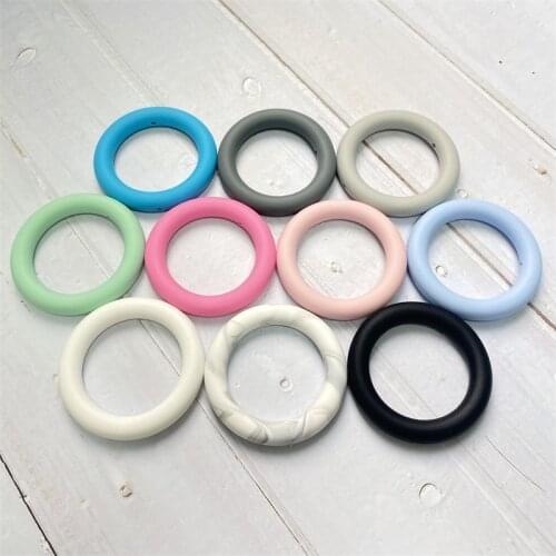 10pcs Ring Silicone Beads BPA Free Teething Ring Baby Teethers Chew Nursing Beads Charm Necklace Pendant DIY Toys