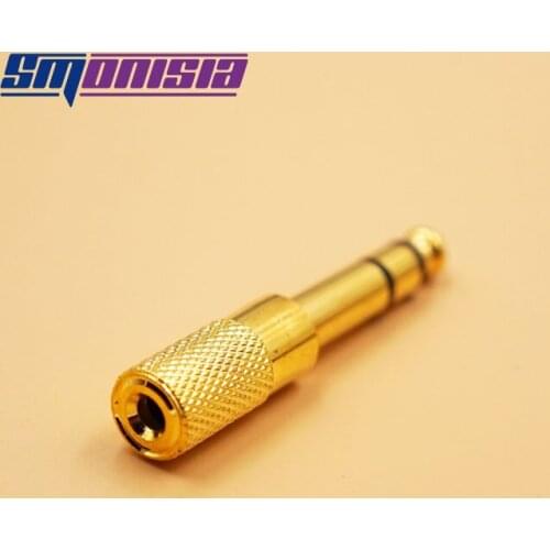 Smonisia 100pcs Audio jack converter adapter stereo jack for 6.5 mm male to 3.5 mm Female electric guitars headset golden