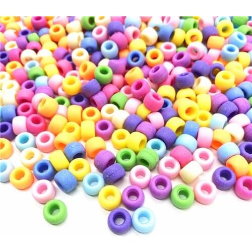 50Pcs 6x9mm Round Big Hole Transparent/ Solid color/Matte Acrylic Beads Spacer Loose Beads for Jewelry Making DIY Accessories