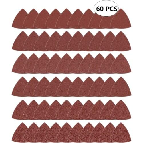 60pcs Triangular Hook and Loop Triangle-Sandpaper 3-1/8 Inch Oscillating Tool Sanding Pad Assorted 40 60 80 100 120 240 grit