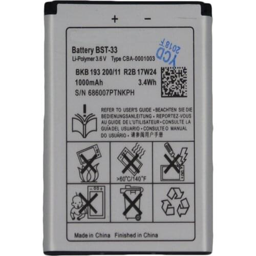 Battery 950mAh BST-33 For Sony Ericsson K800i K810i C702 C903 F305 G900 K550i K630i K660i W100I T700 T715 BST 33