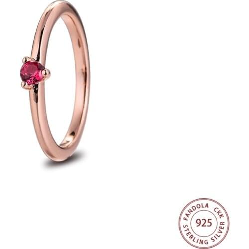 Authentic 925 Sterling Silver Red Solitaire Rings for Women Wedding Engagement Ring Fine Jewelry Gift Bague Femme 2021 New