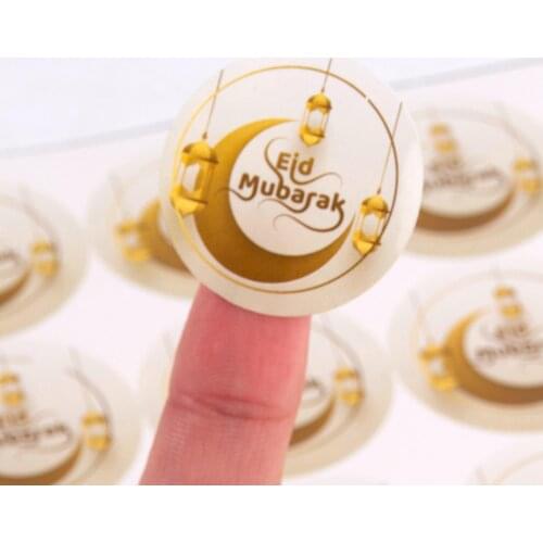 Huiran 60pcs Eid Mubarak Decoration Paper Sticker Lable Seal Gift Sticker Islamic Muslim Mubarak Decoration Eid Al Adha Supplies