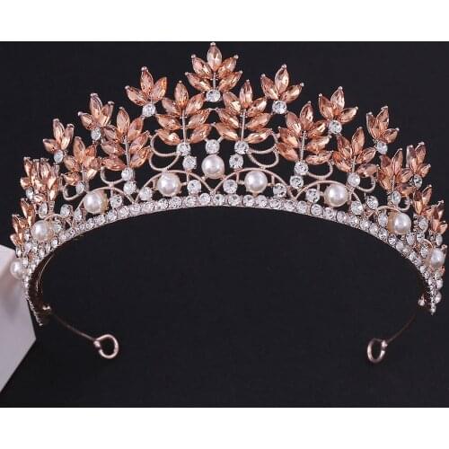 Charmelry New Baroque Luxury Rhinestone Pearl Bridal Tiara Crown Crystal Diadem Veil Tiaras Wedding Hair Accessories Headpiece