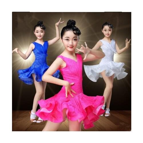 Kids Lace Stage Tassels Competition Latin Dance Dress Girls Gymnastics Practice Party Dancing Dress Stage Dancewear costumes