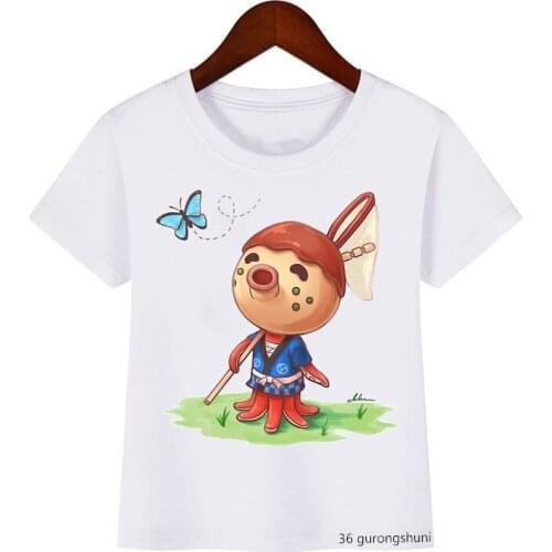 Funny Octopus Cartoon Print Pattern T-shirt Kids Clothes for Boys/ Girls White T Shirt Kawaii Summer Tops Kids Clothing