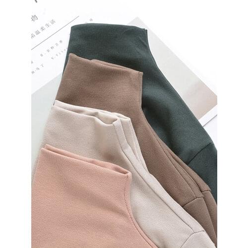 Wholesale Fashion Solid Colors Women T-shirts Long Sleeve Slim Turtle Neck Shirts Women Tops Autumn winter Basic Tee hot sale