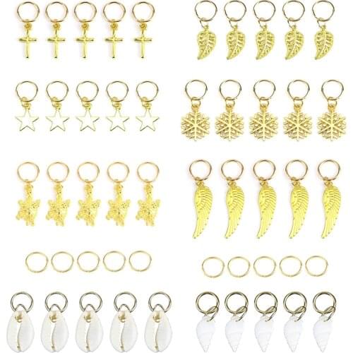 50pcs Hair Braid Jewelry Rings Easy to Use Polished Hard-wearing Multiple Braid Rings Hair Pendants Hair Accessories