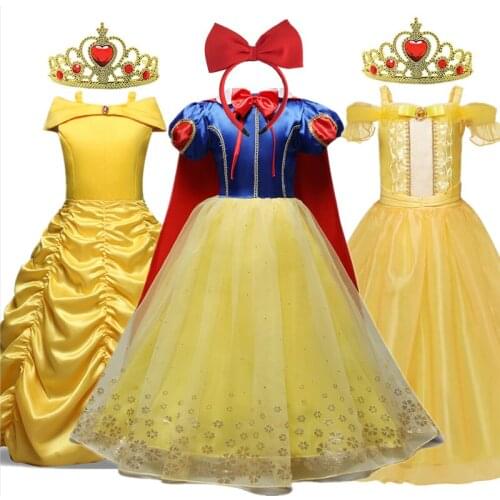 Girl Princess Dress Kids Summer Halloween Party Cosplay Costume For 4 8 10 Years Girls Christmas Yellow Dress Children Clothing