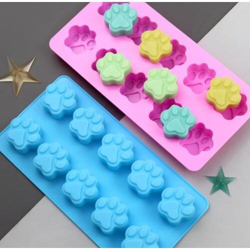 Kitchen Baking 10 Grids Sile Cat Paw Bear Paws Shaped Cake Moulds For Sponge Cakes Mousse Chocolate Dessert Molds SN3616