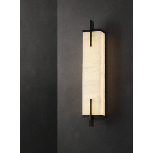 Living room marble background wall decorative lamp Modern minimalist bedroom bedside lamp aisle stairs copper wall lamp