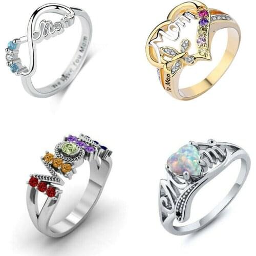 New Fashion Heart Love MOM Rings Women Jewelry For Birthday Mothers Day Gift Mom Ring