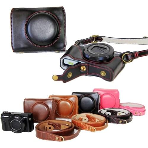 New Luxury PU Leather Camera Case Bag For Canon Powershot G7X-2 G7X II G7X III G7X Mark 3 Cover With Strap Open Battery Design