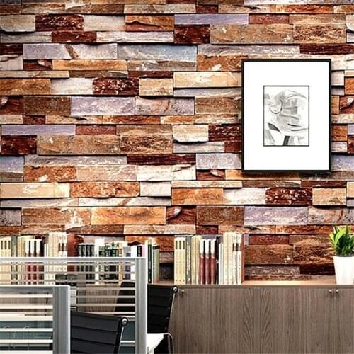 Beibehang papel de parede Imitation brick wallpaper retro nostalgic 3d embossed stone pattern marble TV background wall paper