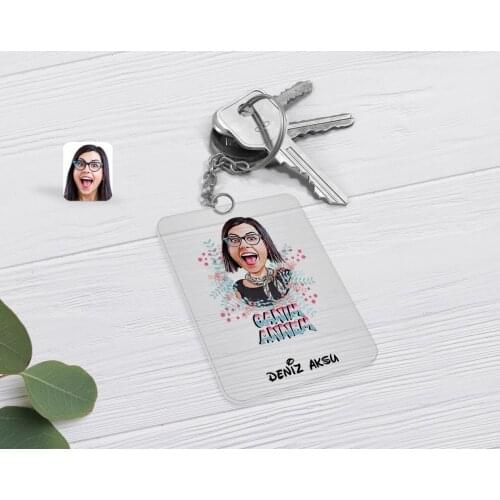 Personalized Dear Mom Caricature Of Transparent Plexiglass Anahtarlık-1