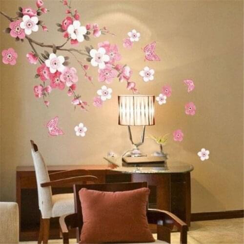 DIY Mural Decal Sticker Plum Blossom Prunus Mume Flowers Chinese Painting Removable Wall Art Decals Stickers Home Decor